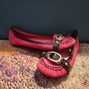 Isaac Mizrahi Pink‎ Suede Ballet Flats Buckle Detail Women's Size 7